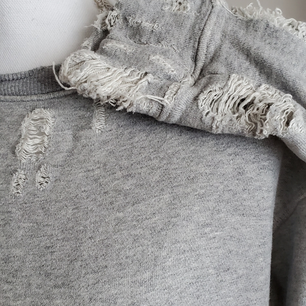 MOTHER Grey Distressed Sweatshirt - Picture 16 of 16